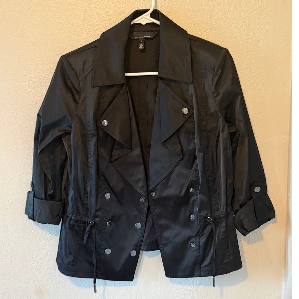 Women's White House Black Market Black Bomber Spring Summer Jacket Coat Size 4